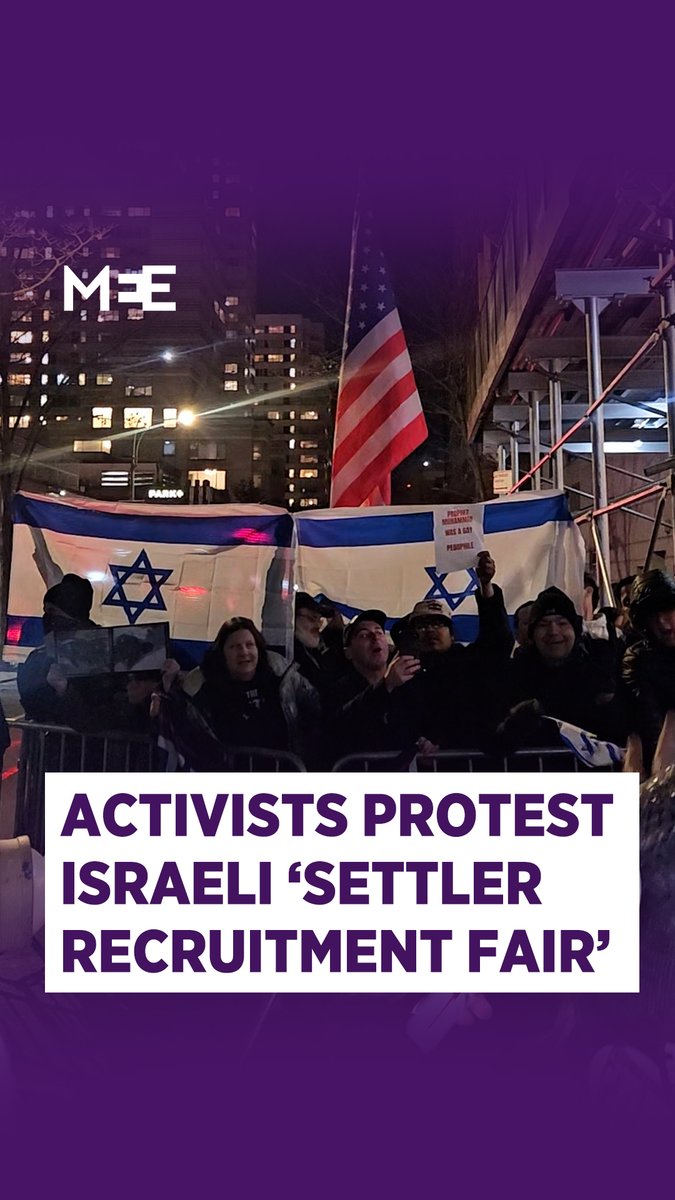 Pro-Palestinian activists gathered outside a synagogue in New York on Wednesday to protest an event organised by Nefesh B’nefesh, an organisation that facilitates Jewish immigration to Israel, including to illegal settlements in the occupied Palestinian territories