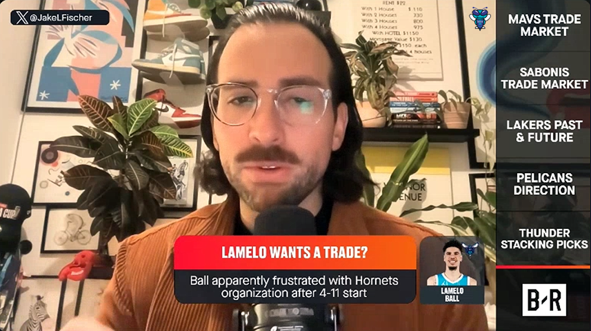 🎙️ Jake Fischer: "I can tell you with absolute certainty that the Charlotte Hornets are not actively looking to move LaMelo Ball anytime soon." "They want to see what this group could look like with Brandon Miller actually in the fold, with a full lineup—especially with Kon Knueppel being an immediate sniper." "LaMelo Ball is not asking out, to my understanding, and the Hornets are not actively looking to move him by any stretch right now."