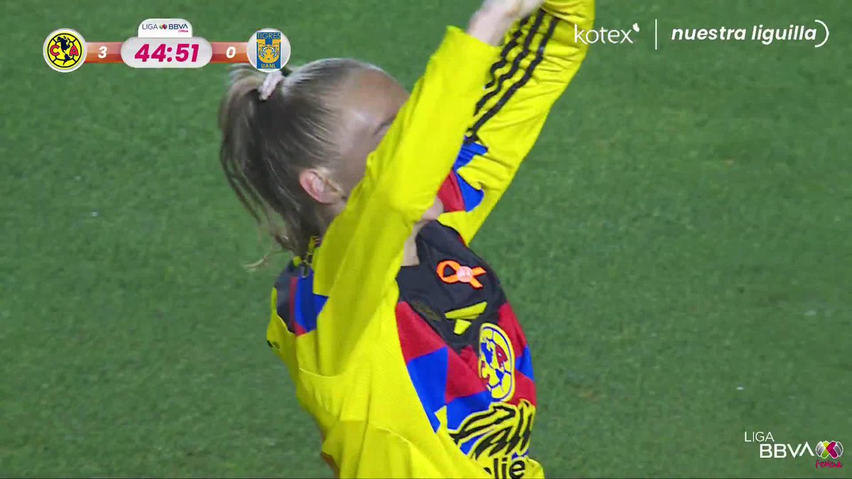 GOLAZOOOOO DE SARAAAAAH🤯💛🚀 Es una belleza el golazo de Sarah Luebbert desde fuera del área y la clavó en el ángulo, el América Femenil está goleando 3-0 a Tigres en la final👑🦅