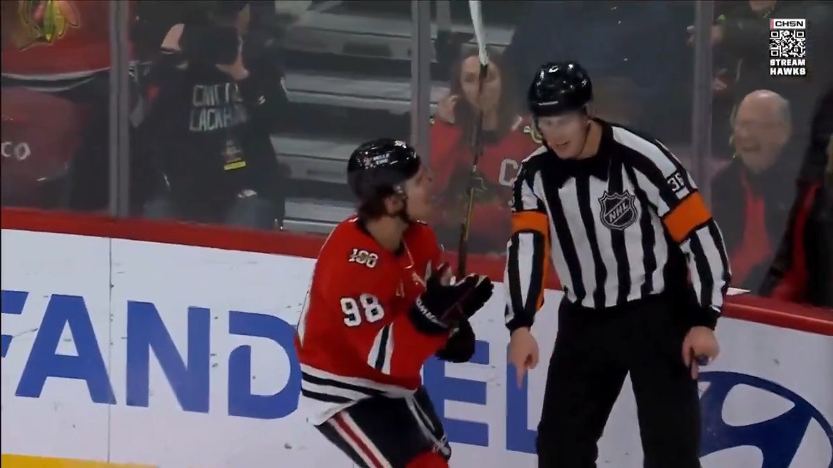"Are you f**king kidding me!?" 🤬 Connor Bedard unloaded on the ref for not calling a penalty and got hit with an unsportsmanlike 😳