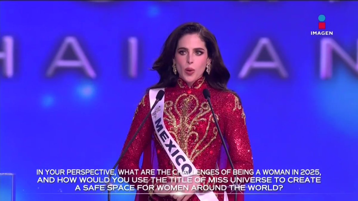 "Las mujeres que logramos pararnos con valentía somos las que hacemos historia" ¡Así respondió #FatimaBosch en #MissUniverse2025!