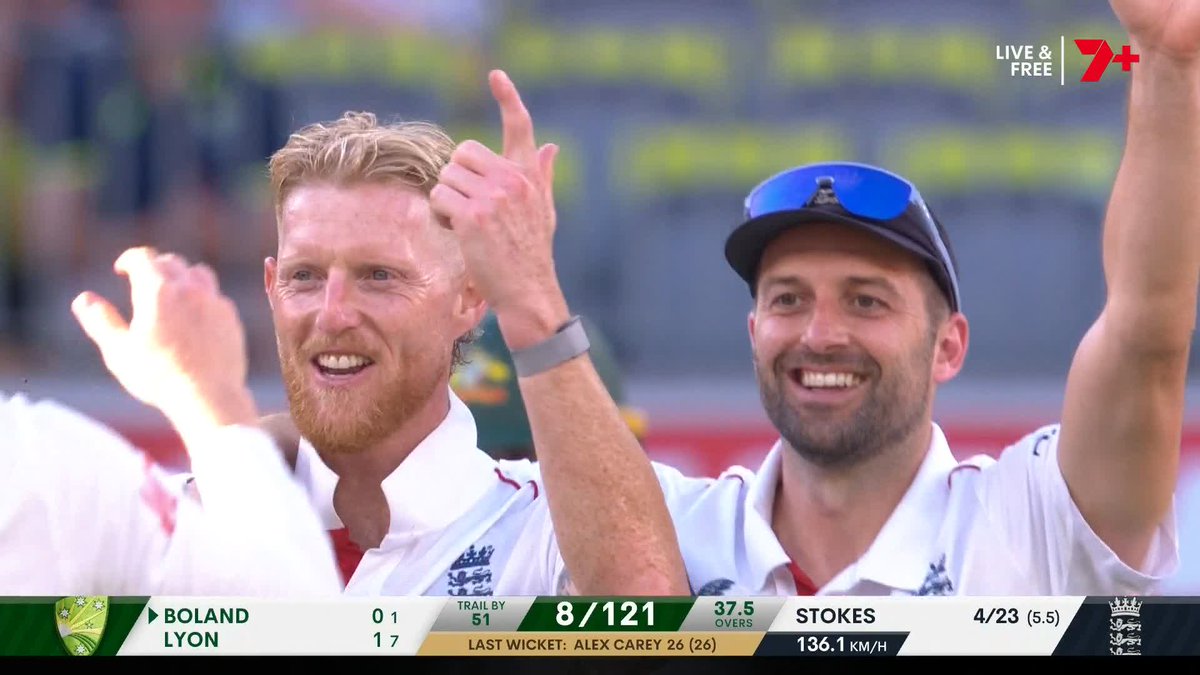 FIVE for Stokes 🤯 Incredible scenes at Optus Stadium! #Ashes