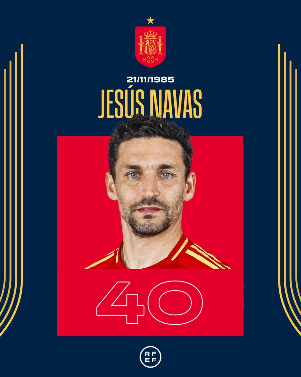 En un día especial, el jugador más laureado de la Selección Española Masculina de Fútbol merecía un detalle especial. 🏆 Mundial (2010), Eurocopa (2012 y 2024) y UEFA Nations League (2023). 🫶 Gracias por tanto y felices 𝟰𝟬, Jesús Navas. #VamosEspaña
