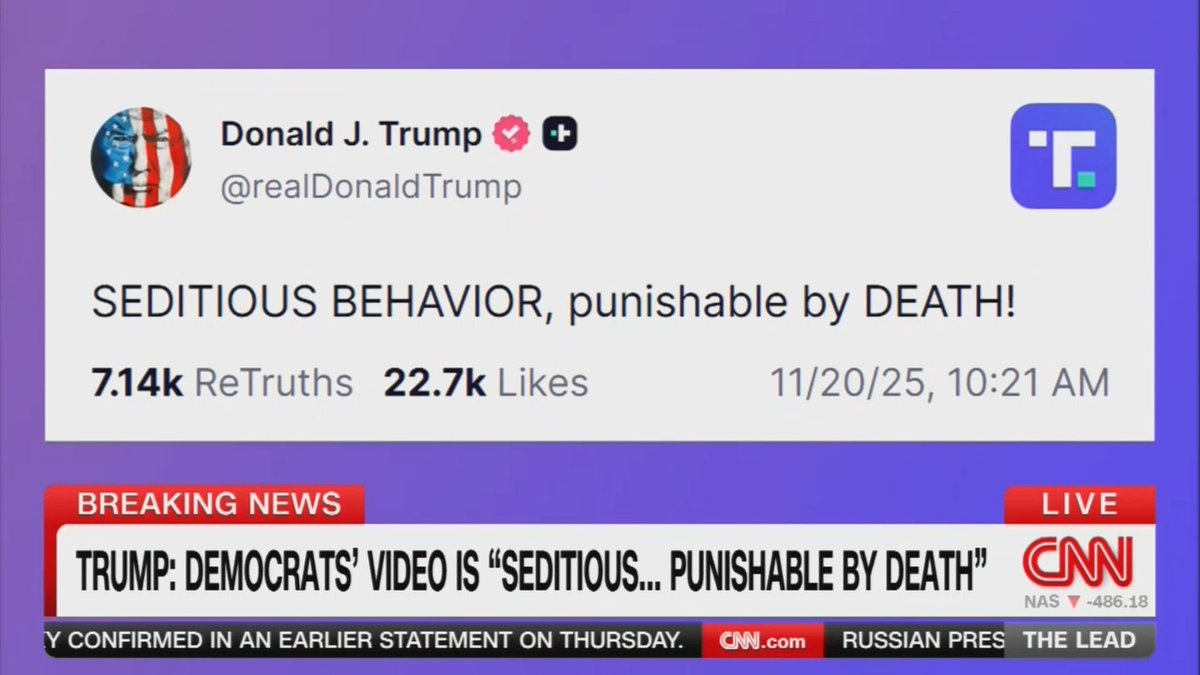 CNN details Trump's calls to violence against Democratic lawmakers: "Just to remind you, this is the president of the United States, at a time of dangerous political violence in this country, suggesting that 6 Democrats be killed for saying that troops shouldn't break any laws."