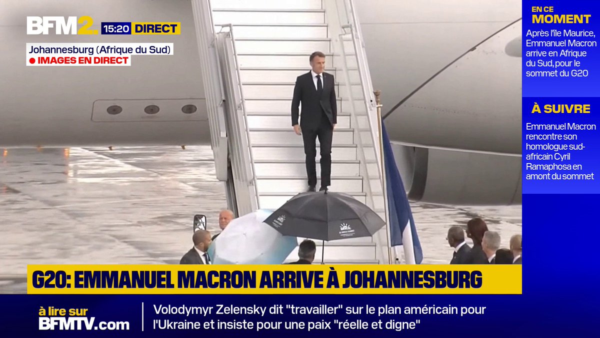 L'arrivée d'Emmanuel Macron en Afrique du Sud à la veille de l'ouverture du G20 #BFM2