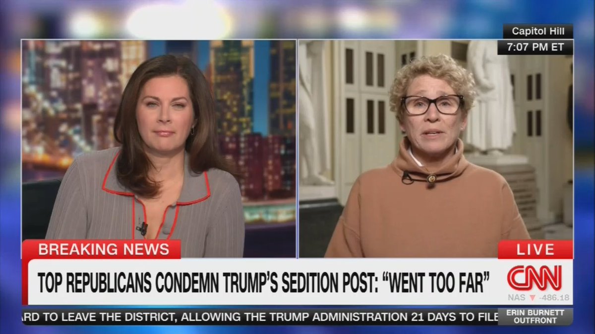 Rep. Houlahan: I never in a million years thought I'd be talking to you about the fact that the President of the United States has called for my death by hanging. His intent is clear, and it validates why we were concerned to begin with. He has proven the point.