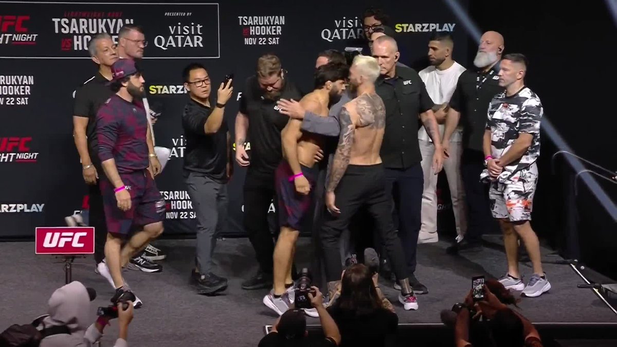 ARMAN TSARUKYAN JUST HEADBUTTED DAN HOOKER AT THE WEIGH IN 😳 #UFCQatar