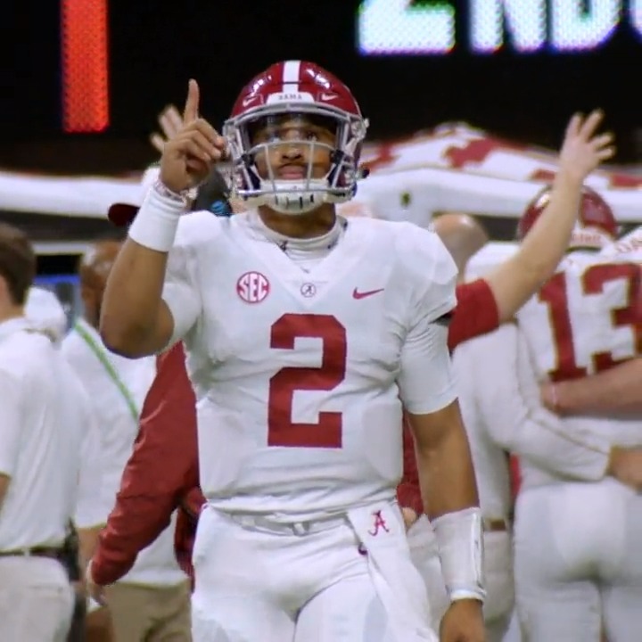 Jalen Hurts coming off the bench to replace an injured Tua to win the SEC championship Tears. Every single time