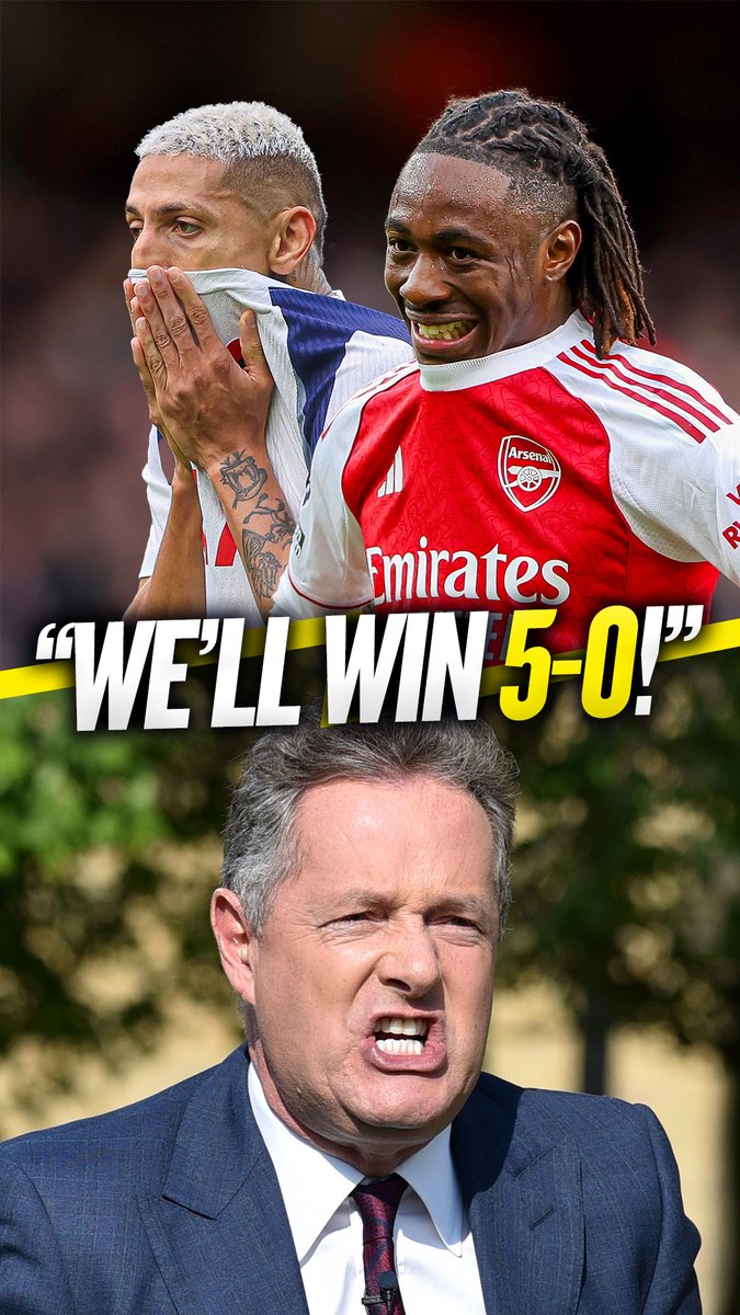 😳 "5-0... and I think we might be underestimating what's gonna happen!" 🔴 "There is one team in North London, and they will be wearing red!" Piers Morgan predicts #AFC will demolish #THFC in the North London Derby on Sunday! 🔥