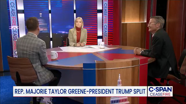 Ceasefire Rep. Tim Burchett Press Office on split between President Trump and Rep. Marjorie Taylor Greene (R-GA): "You see that a lot in politics. You also see people kiss &amp; make up. I don't know that those two will ever." Congressman Jared Moskowitz (D-FL): "She's the most divisive person in Congress."