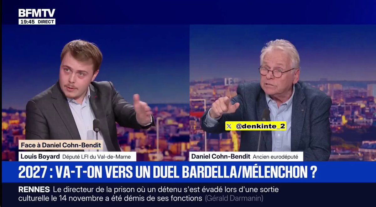 🗣️ Daniel Cohn-Bendit : « Oh mon petit, oh mon petit chouchou, oh là là… » 🗣️ Louis Boyard : « Oh Daniel Cohn-Bendit qui me dit ça, c’est pas parce que je suis jeune que vous pouvez vous permettre, on sait très bien ce qui se raconte sur vous à ce sujet. »