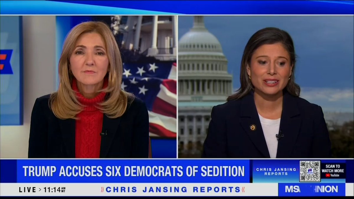 Rep. Goodlander: We love this country. We love our Constitution. We all swore an oath to protect and defend it. I think this is a moment for for moral and legal clarity. The idea that a statement of a principle of American law would unglue the president in such a way to make violent threats against me and my colleagues, it's just not who we are as Americans.
