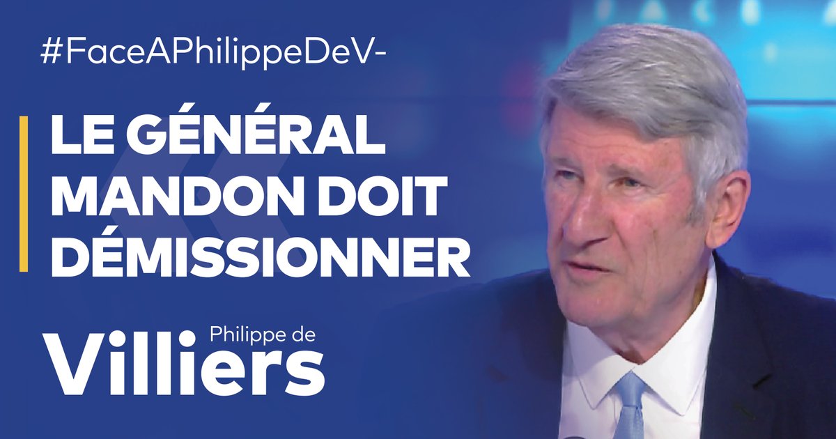 🎙 Cette déclaration du général Mandon est une honte ! Il veut nous entraîner dans la guerre : qu’il démissionne ! La véritable force d’âme consiste à s’occuper de la France, de son indépendance, de la protection de ses frontières, de sa souveraineté. Nos enfants se font déjà tuer : Philippine, Lola, Elias, Thomas, Mathis… Cette guerre qui frappe chez nous, il n’en dit pas un mot ! 🔗 Émission complète : #FaceAPhilippeDeVilliers #FADV #CNews