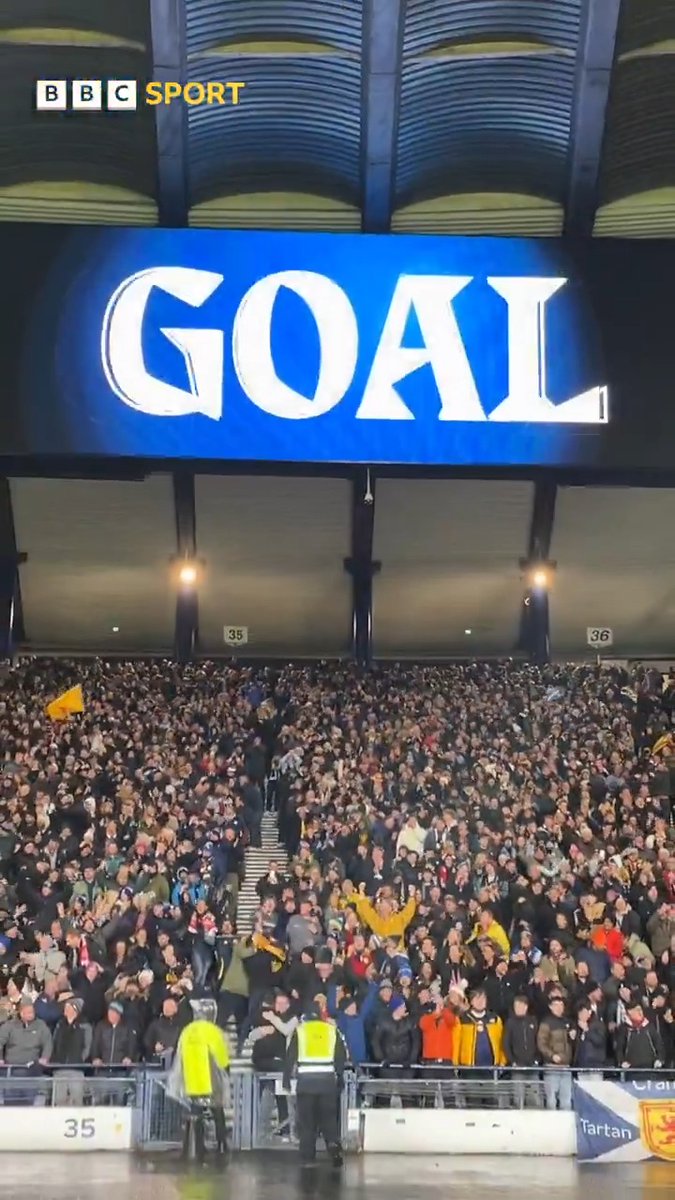 Still watching that Kieran Tierney strike from Tuesday night, when Scotland beat Denmark to reach the World Cup? Here's how it looked from behind the goal ⚽️ #BBCFootball