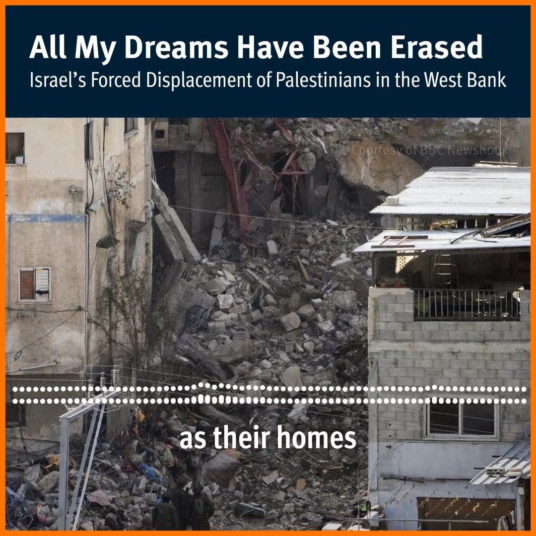 "[These Palestinian refugees] are the refugees that were forcibly displaced and expelled in 1948, and their descendants [...] And now they've been forced to move once again and been denied return." Nadia Hardman discusses HRW's recent report on Israel’s forced displacement of Palestinians in the West Bank:
