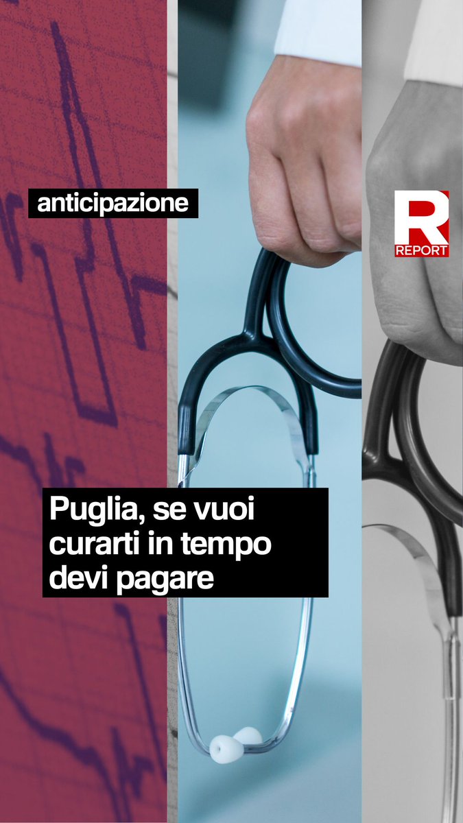 La Puglia è la regione peggiore per le liste di attesa. E se i pazienti non riescono a curarsi nel settore pubblico sono costretti ad andare nel privato oppure a pagare prestazioni intramoenia, cioè in regime privato presso ospedali pubblici. #Report domani sera 20.30 #Rai3