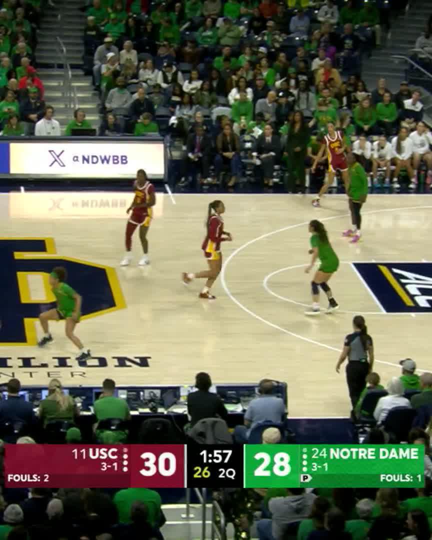 No. 11 USC leads No. 24 Notre Dame by single digits at the half 👀 Watch USC-Notre Dame on ESPN and the ESPN app 🍿
