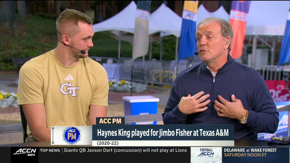 "There's no one that deserves success more than this guy." Jimbo Fisher gives high praise for Georgia Tech Football's Haynes King 🐝
