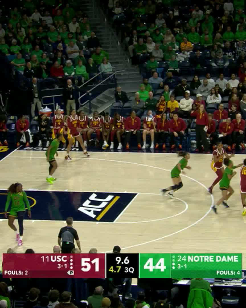 HANNAH HIDALGO TO END THE 3Q 🗣️ Watch USC-Notre Dame on ESPN and the ESPN 🍿