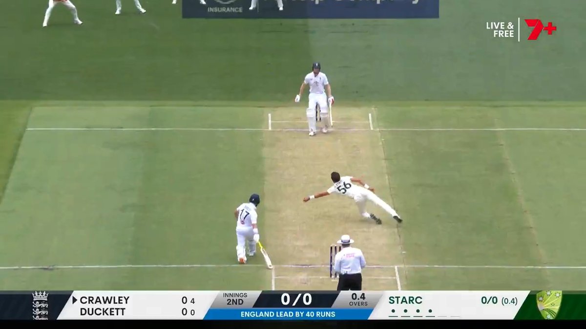 WHAT A CATCH. Mitchell Starc takes a beauty off his own bowling, that's confirmed after a review! #Ashes