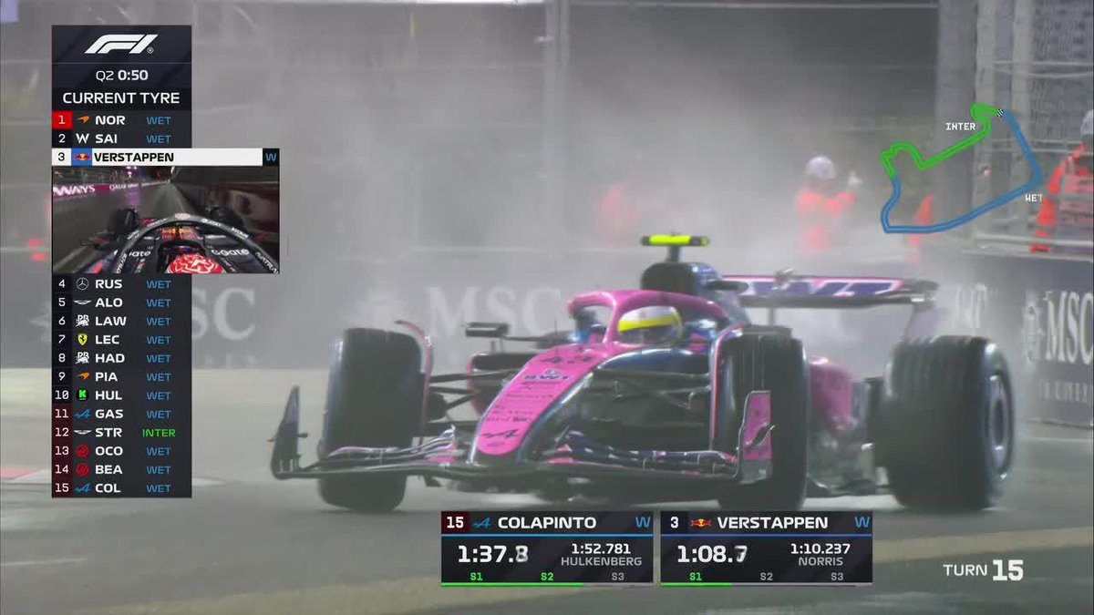SE TERMINÓ LA QUALY PARA COLAPINTO: Franco patinó en la pista y terminó P15 en la Q2. 📺 #LasVegasGP | Toda la temporada de #F1 por #DisneyPlus Plan Premium