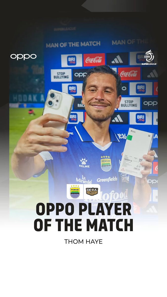 𝐎𝐏𝐏𝐎 𝐏𝐋𝐀𝐘𝐄𝐑 𝐎𝐅 𝐓𝐇𝐄 𝐌𝐀𝐓𝐂𝐇 PERSIB vs Dewa United Banten FC | Thom Haye #BRISuperLeague #20252026 #PlayerOfTheMatch #OPPOPOTM #OPPOFootball #LagaPenuhMomen #OPPOA6Pro