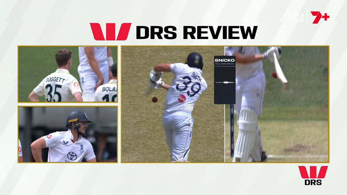 🗣️ "I can see a spike as the ball has just gone past the bat. Satisfied the ball has made contact with the bat." And Jamie Smith ... is given out 🤔 #Ashes