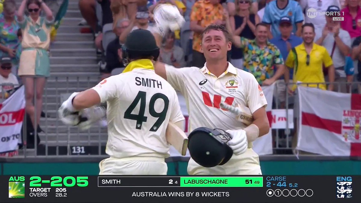 Australia win the first Test in Perth by 8 wickets 🏏 It's the first time in 104 years that an Ashes Test has ended inside two days 🫣 📺 Watch #TheAshes live on TNT and discovery+