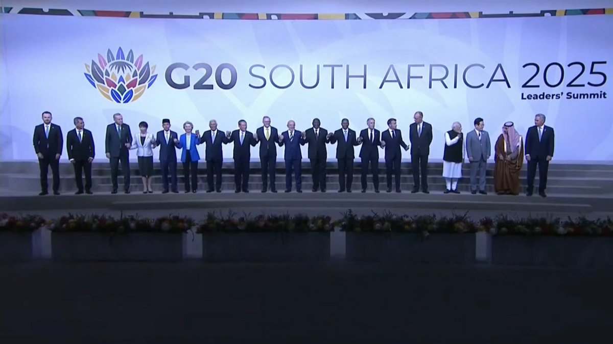 G-20 leaders pose for the traditional family photo at the leaders' summit in Johannesburg — first in a core group, then with other heads of government and officials Live updates: