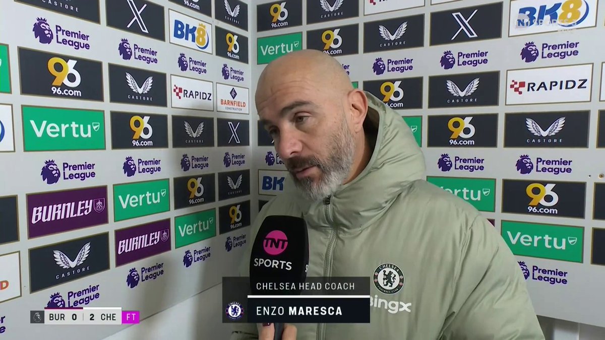 "I really like this kind of win" Enzo Maresca reflects on taking home all three points in what promised to be a tough game at Turf Moor... 🎙️ Jules Breach 📺 TNT Sports &amp; discovery+ UK