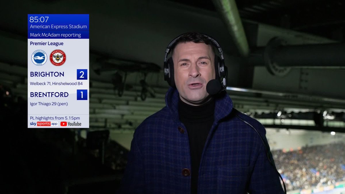 Brighton substitute Jack Hinshelwood scores his first Premier League goal of the season to put his side ahead of Brentford with five minutes to go ⚽️
