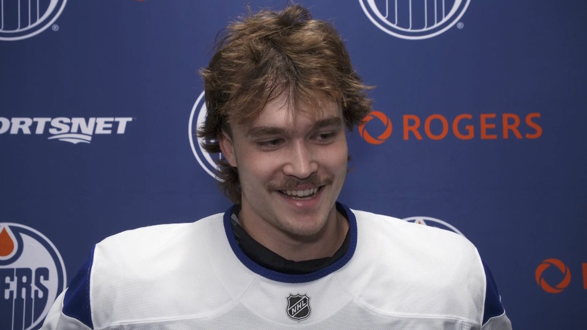 "I just have to take this moment in &amp; play with all my heart tonight." Connor Clattenburg speaks ahead of his NHL debut as the #Oilers face the Panthers. Enterprise | #LetsGoOilers