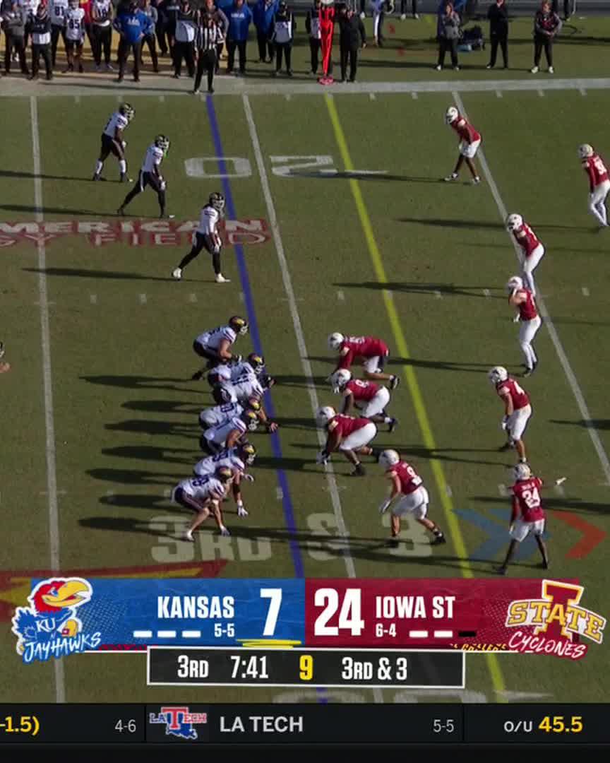 Cole Ballard checks in for Kansas Football and IMMEDIATELY throws a touchdown 🫡 #Big12FB | 📺 FOX College Football