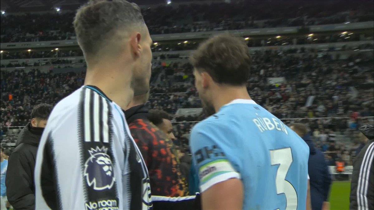 Pep Guardiola and Bruno Bruno Guimaraes locked in a long discussion after Newcastle's win over Man City 👀