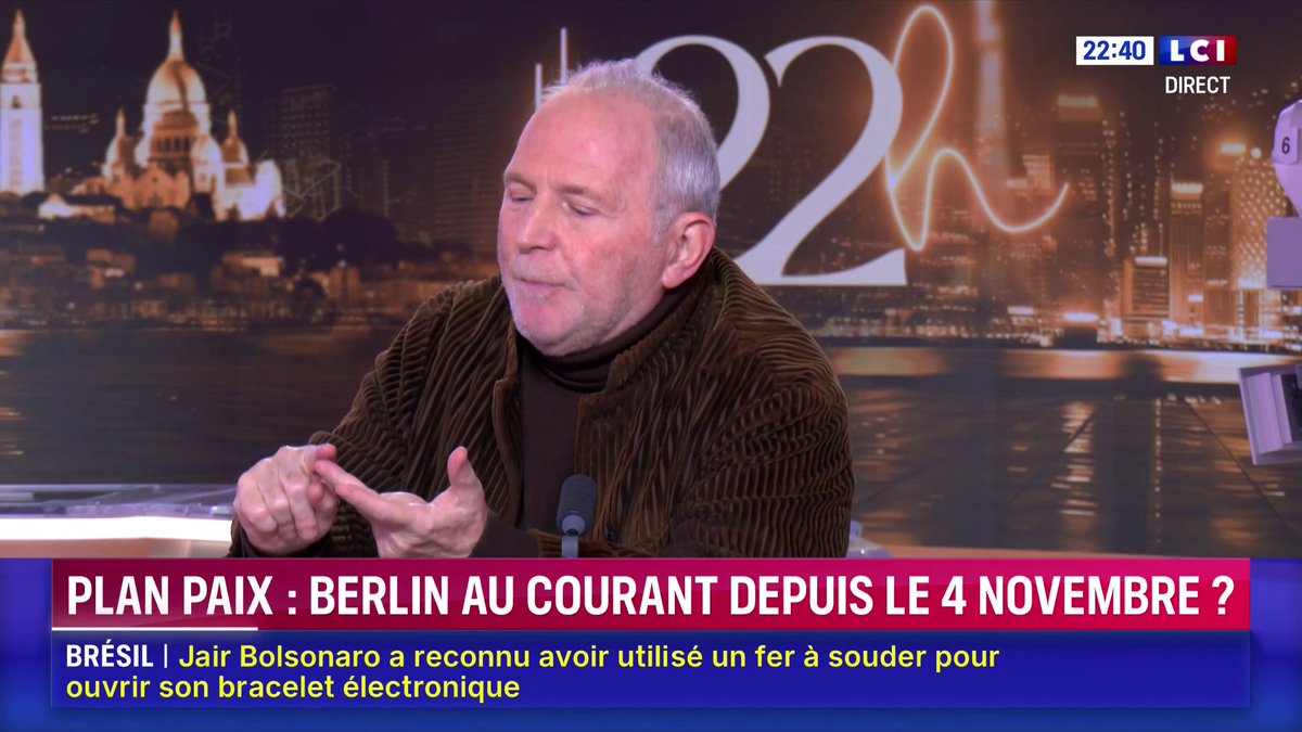 🗣️ "Si les Américains ne veulent pas soutenir l'Ukraine, très bien, mais qu'ils n'imposent pas les conditions de la Russie à l'Ukraine. Le plan de paix de Trump transforme ce qu'il resterait de l'Ukraine en un protectorat russe", fustige Bernard Guetta