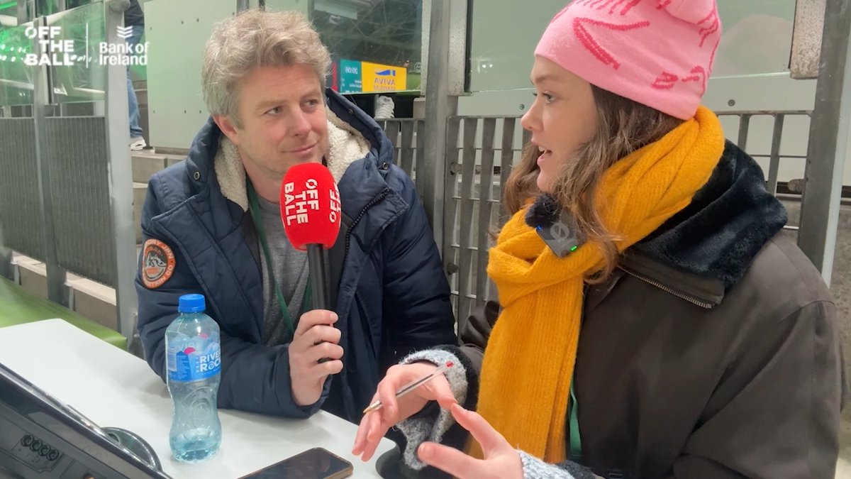 🗣️ "Unfortunately, [the ref] was the headline today" 🗣️ "Rugby is not American Football" Fresh after the final whistle in the Aviva Stadium, Andy Dunne looks at the pressure on referee, Matthew Carley, as he handed out 6 cards today.. 5 to the boys in green. #Rugby on Off The Ball with Bank of Ireland | #NeverStopCompeting