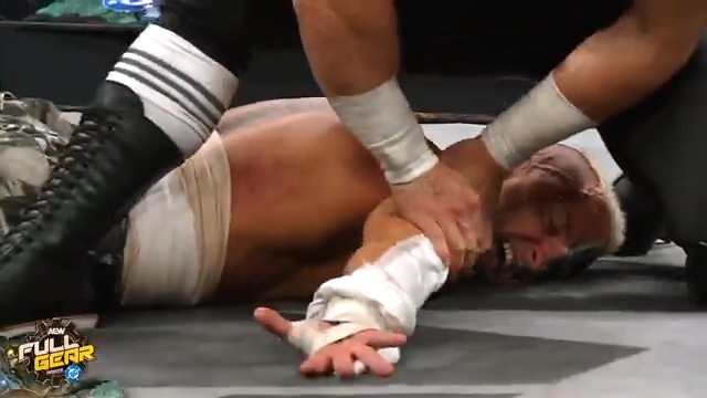 .BASTARD is going after the second degree burns on DARBY ALLIN's arm and back! Watch #AEWFullGear on HBO Max PPV