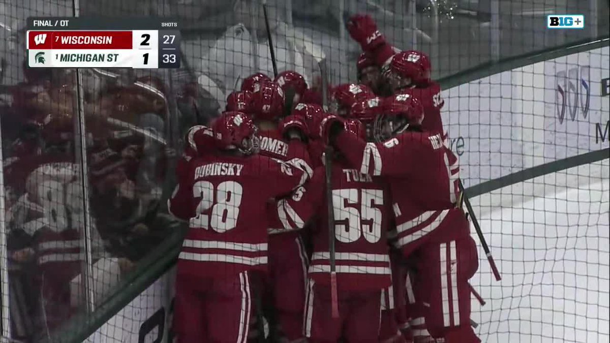 NO. 7 Wisconsin Hockey UPSETS MICHIGAN STATE IN OVERTIME AND GETS THE SWEEP OVER THE NO. 1 TEAM IN THE COUNTRY ‼️‼️