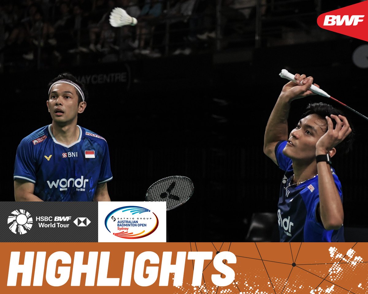 All-Indonesian 🇮🇩 final sees Alfian/Fikri take on young pair Indra/Joaquin. #BWFWorldTour #AustralianOpen2025