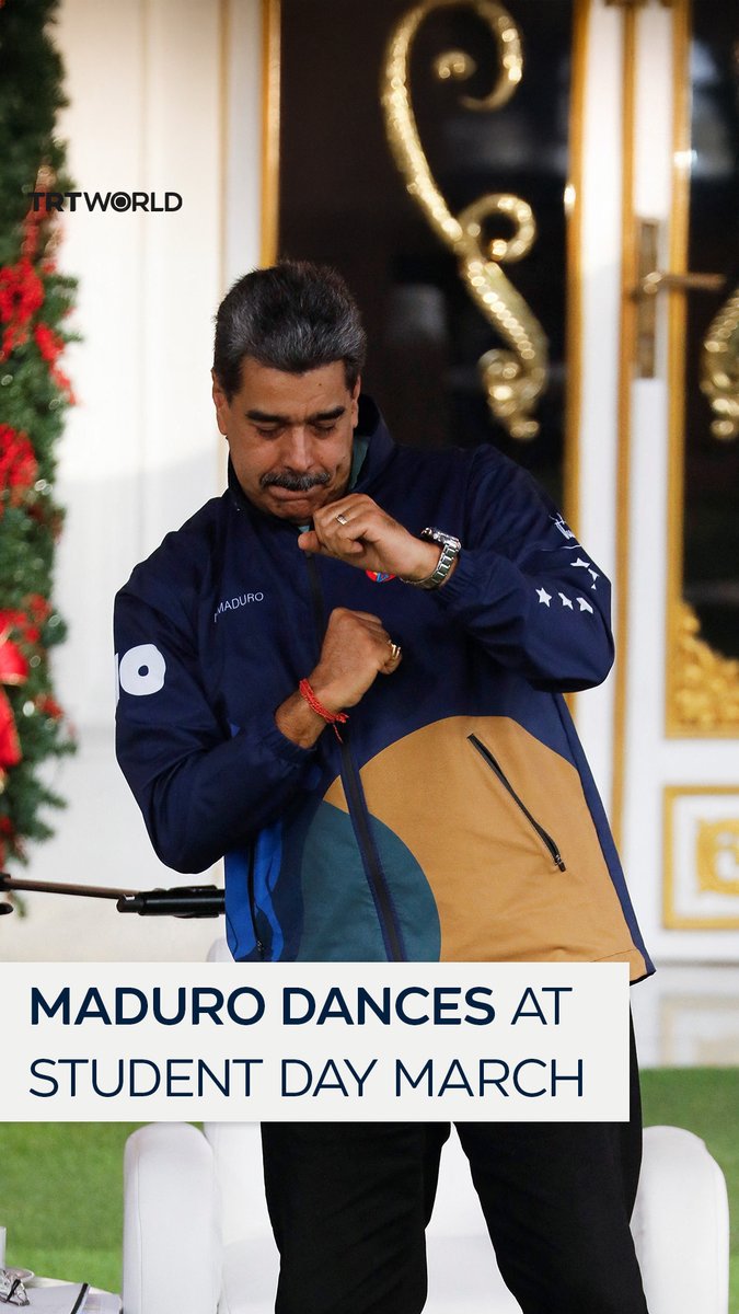 Venezuelan President Nicolas Maduro danced to a musical remix of his own words during a Student Day march in the Miraflores Palace, urging youth in his country and the US to dialogue and peace