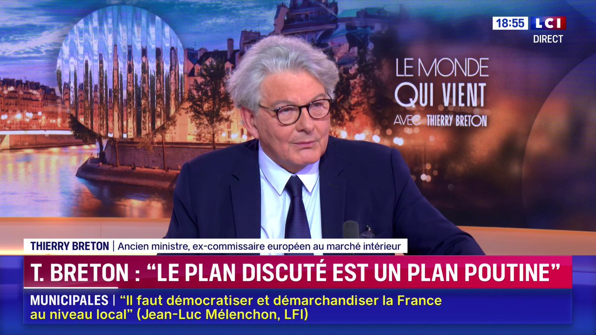 🗣️ Plan de paix en Ukraine : "C'est une humiliation totale pour les Européens", déclare Thierry Breton sur LCI ▶️ Darius Rochebin