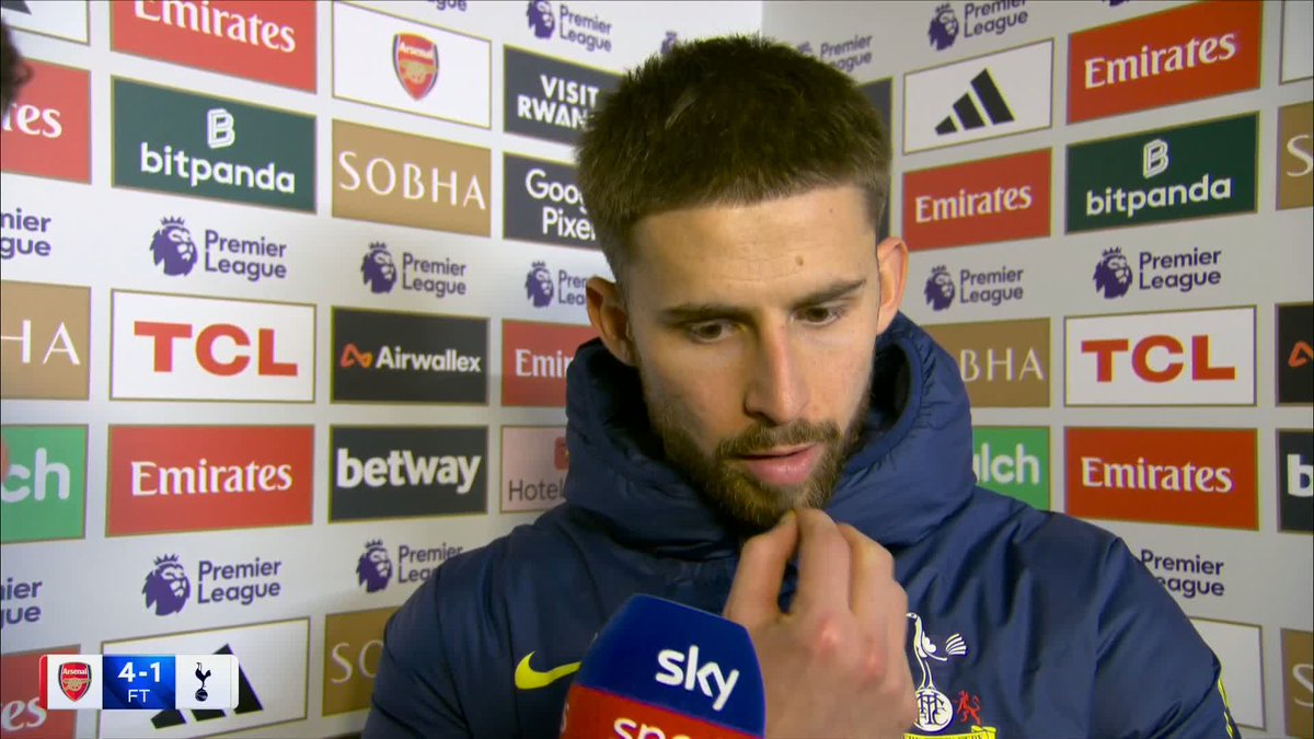 "We have to apologise to the supporters, we didn't fight" Guglielmo Vicario gives his honest opinion on Spurs' performance against Arsenal 👇