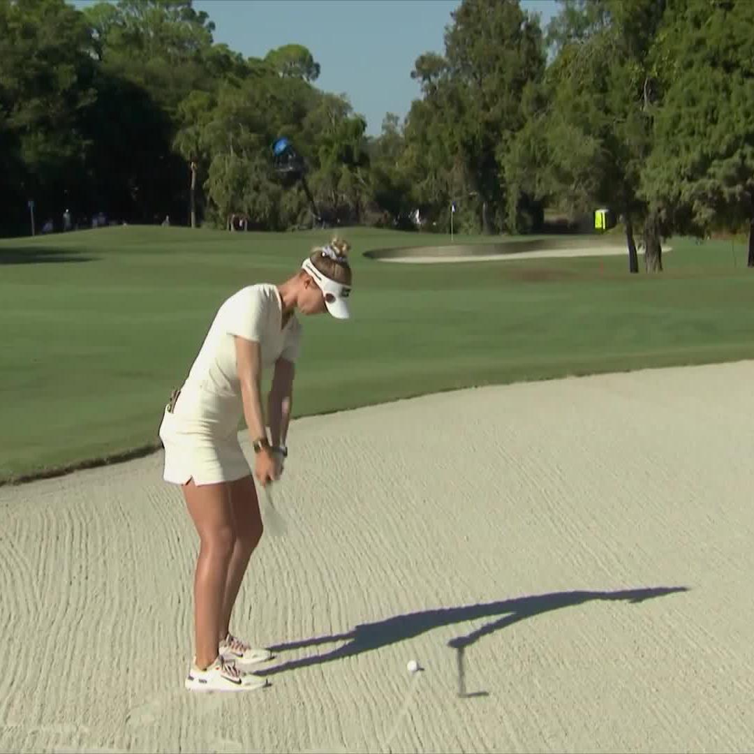 Hey LeBron James, you like what you see? 👀 Nelly Korda with an eagle hole-out from the fairway bunker on 11!
