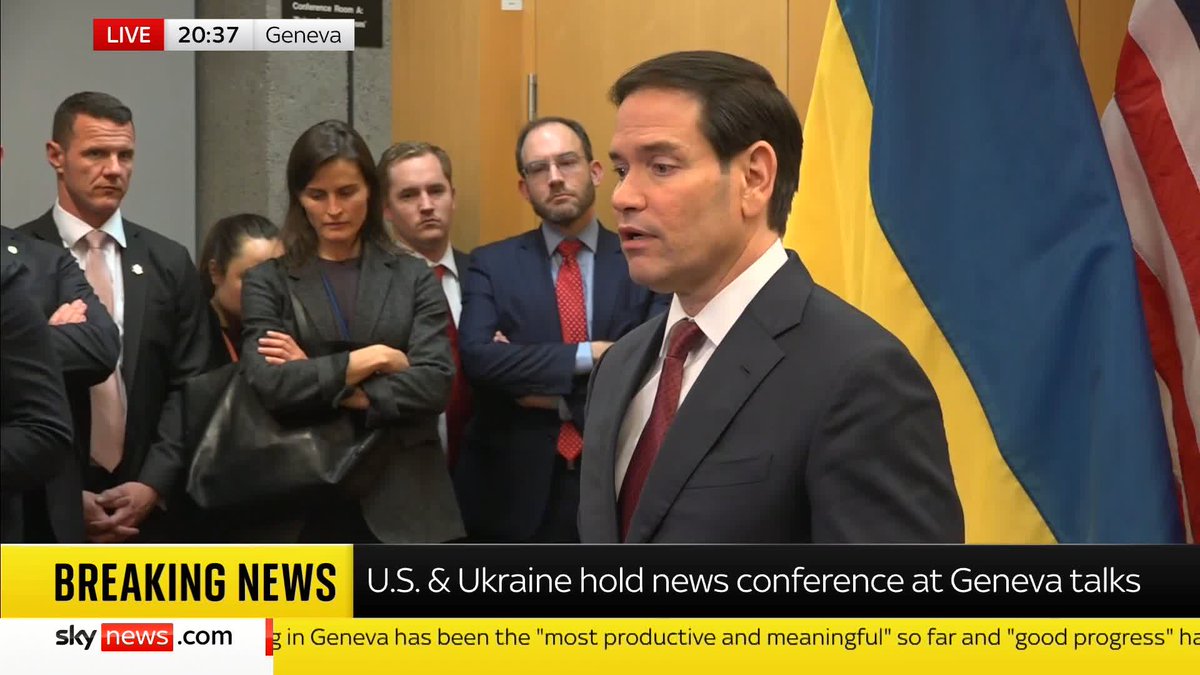 "I feel very optimistic that we can get something done here because we made a tremendous amount of progress today." US Secretary of State Marco Rubio gives an update following peace plan talks with Ukraine in Geneva. 📺 Sky 501 and YouTube