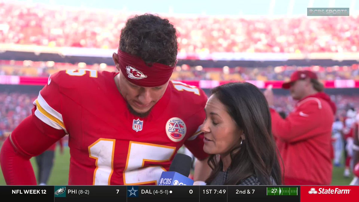"Big for us. We just gotta keep pushing, keep moving forward." - Patrick Mahomes after the crucial W with our Tracy Wolfson