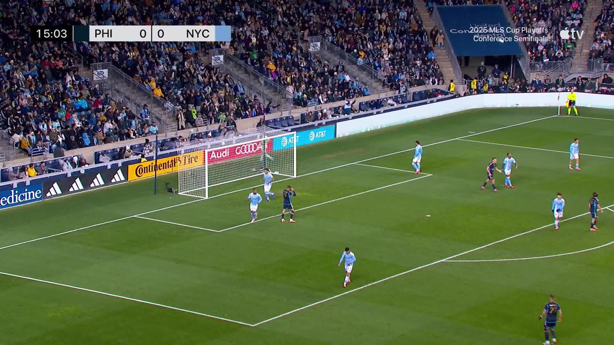 Nico Fernández rattles the post for the best chance of the match so far. 👀 📺 Apple TV: // Audi MLS Cup Playoffs