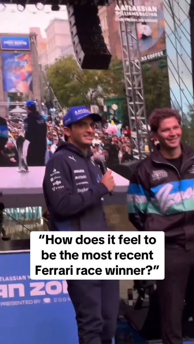 Carlos Sainz's reaction to this question in Las Vegas 😭 (via @Isabel Alvarez)