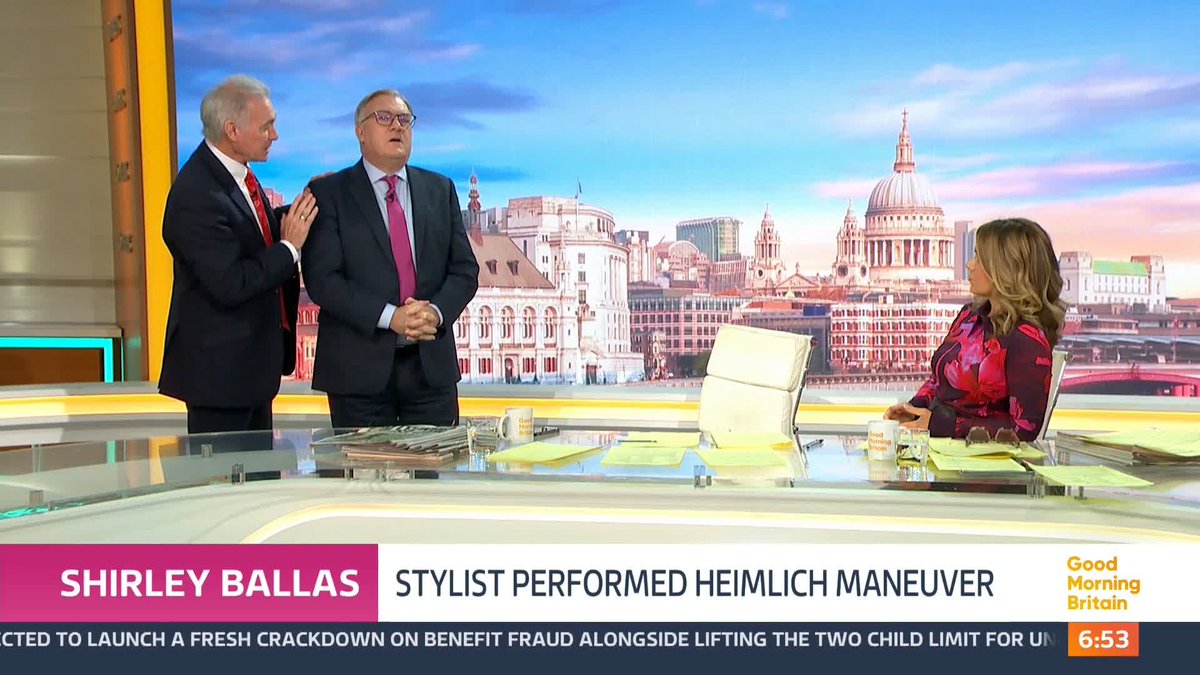 Strictly’s Shirley Ballas says she “couldn’t breathe” for 20 minutes after choking on a fish bone before the Blackpool live show until her make-up artist performed the Heimlich manoeuvre and saved her. Dr. Hilary Jones MBE demonstrates how to perform the Heimlich manoeuvre.