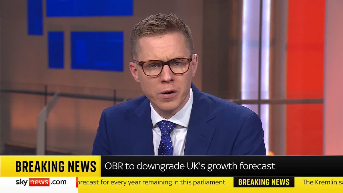 BREAKING: The independent Office for Budget Responsibility (OBR) is set to downgrade the UK's growth forecast for 2026 and for the remaining years of this parliament. 📺 Sky 501, Virgin 602, Freeview 233 and YouTube