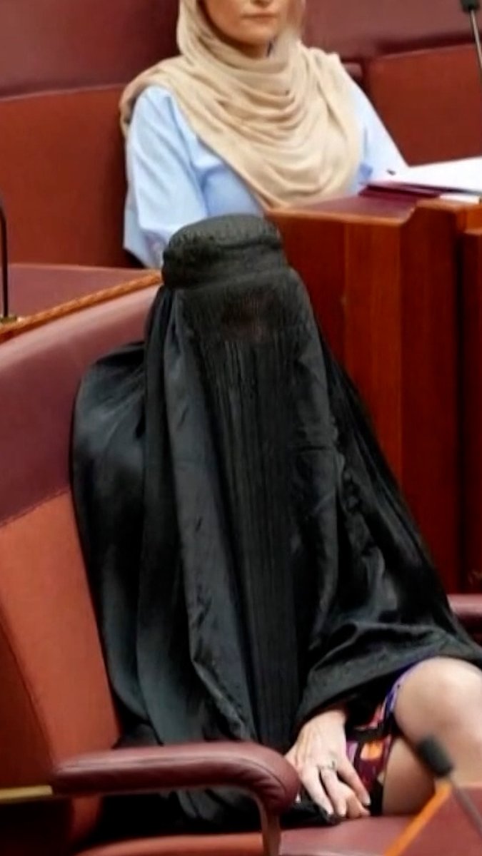 A far-right Australian politician sparked outrage after wearing a burqa to Parliament.